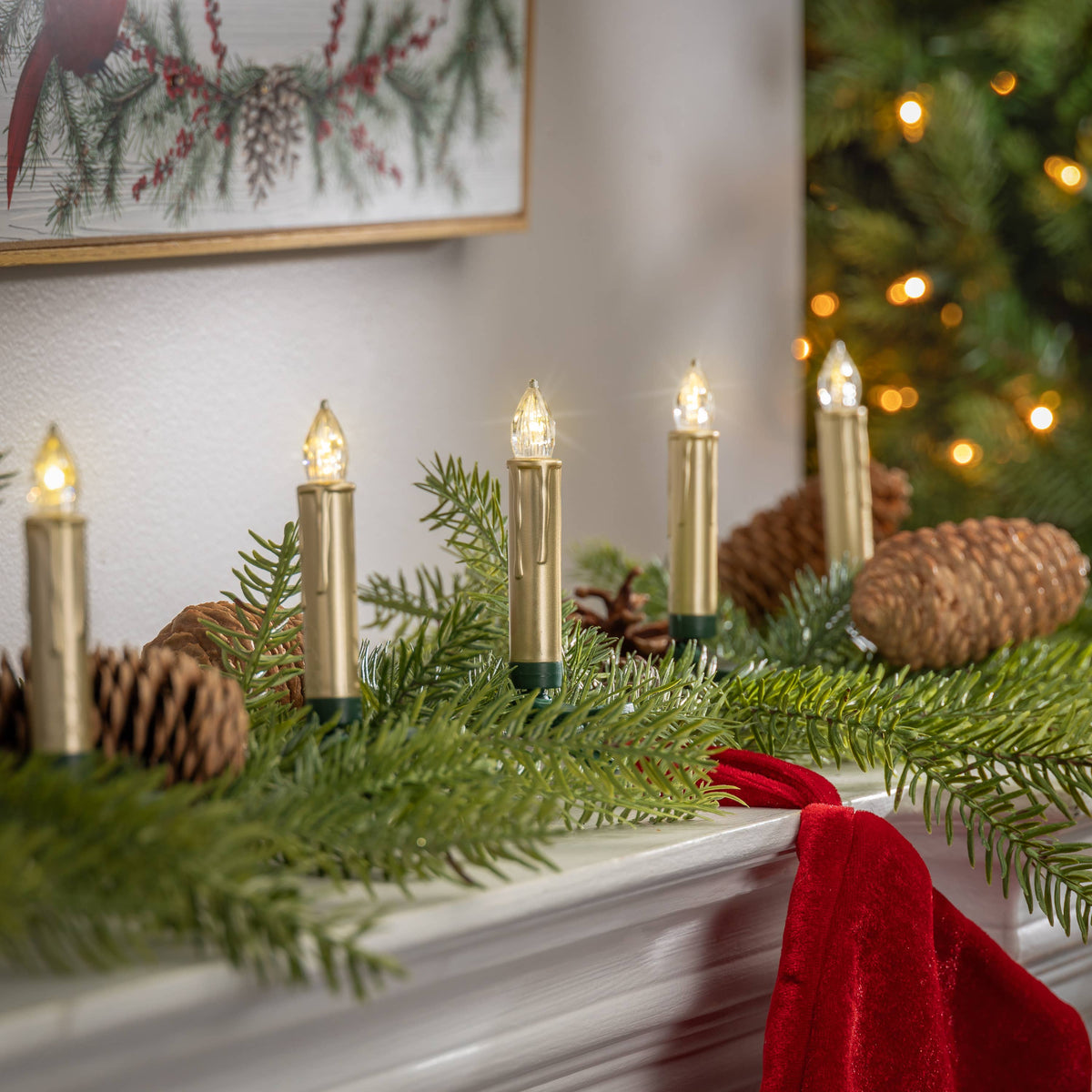 Christmas Remote Control LED Taper Candles with Clips Set of 10