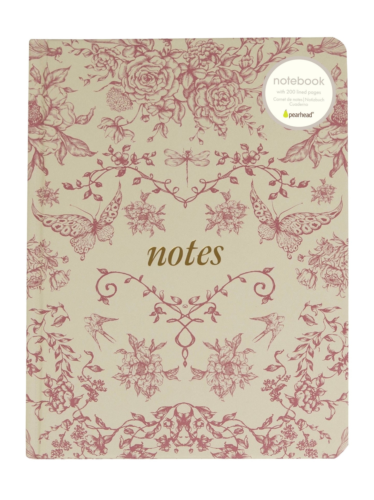 Red Toile Notes Journal, Hardcover Stationery