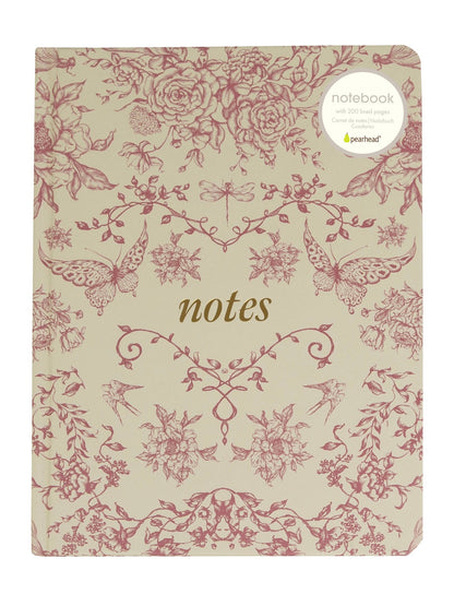 Red Toile Notes Journal, Hardcover Stationery