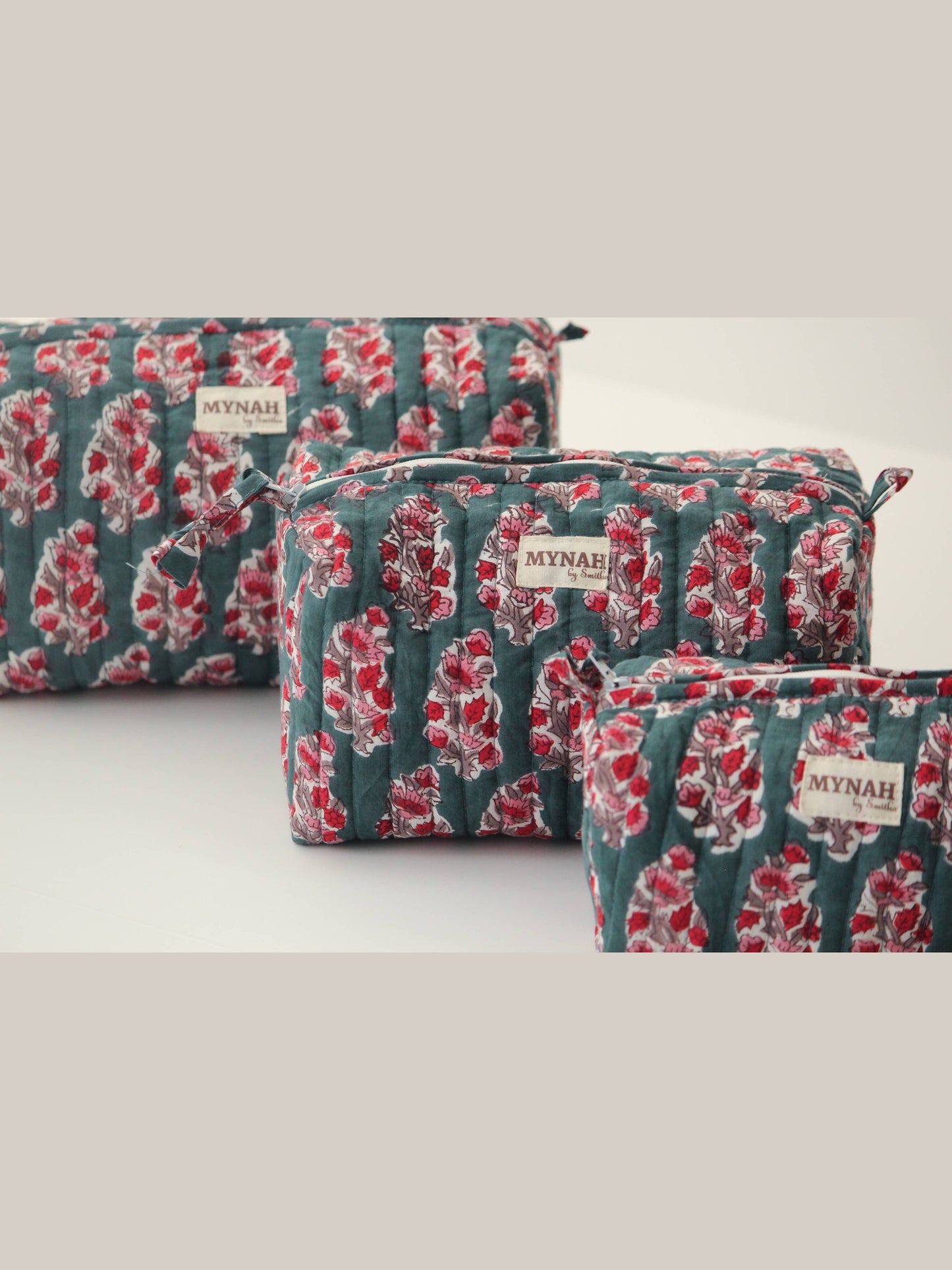Emerald motif print travel/make up/organizer/bag-Set of 3
