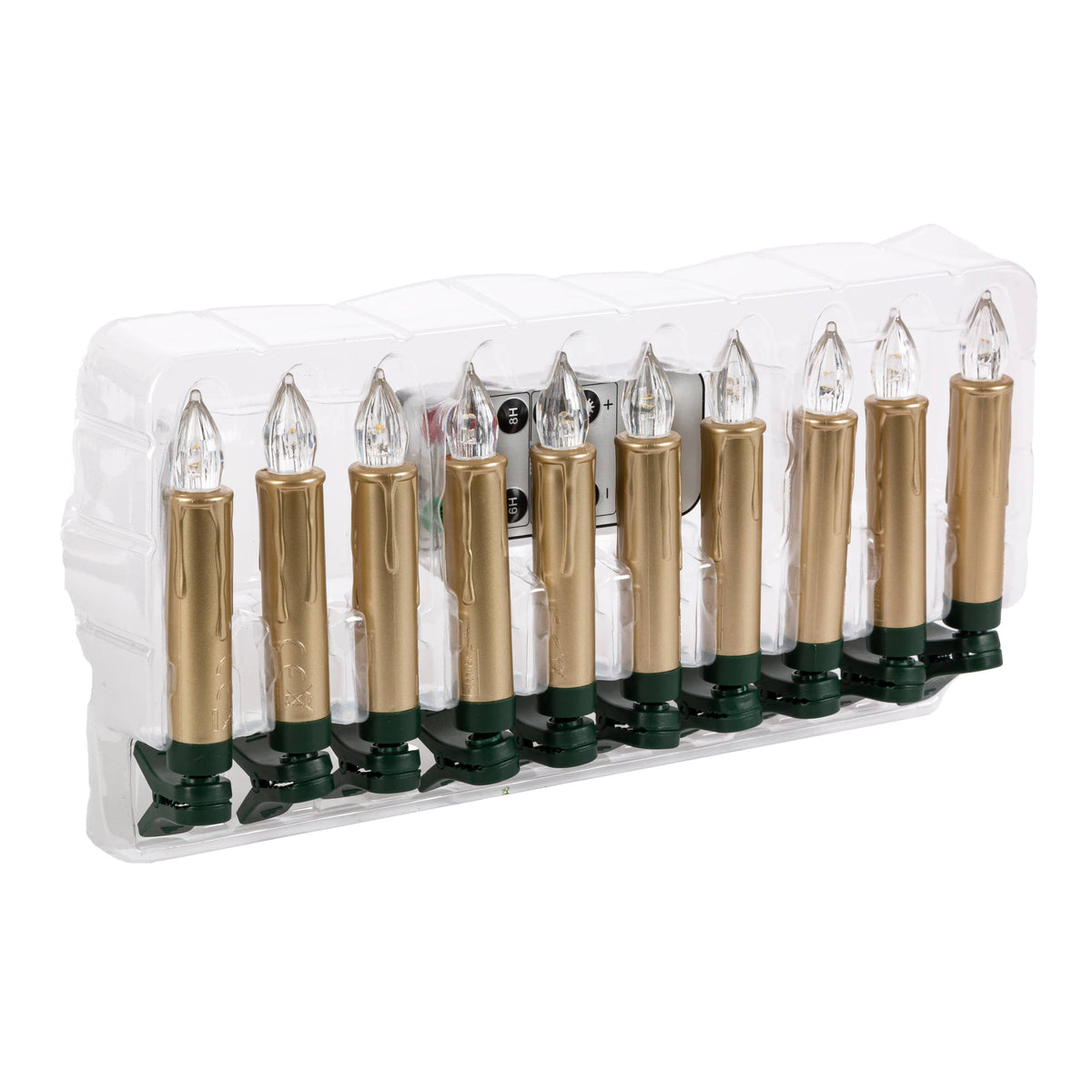 Christmas Remote Control LED Taper Candles with Clips Set of 10