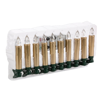 Christmas Remote Control LED Taper Candles with Clips Set of 10