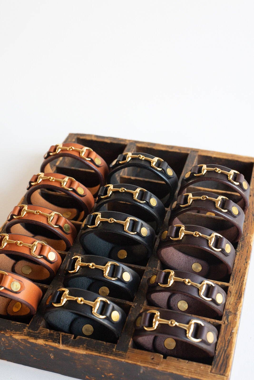 The Leather Horse Bit Bracelet: Camel / Small
