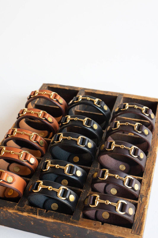 The Leather Horse Bit Bracelet: Camel / Small