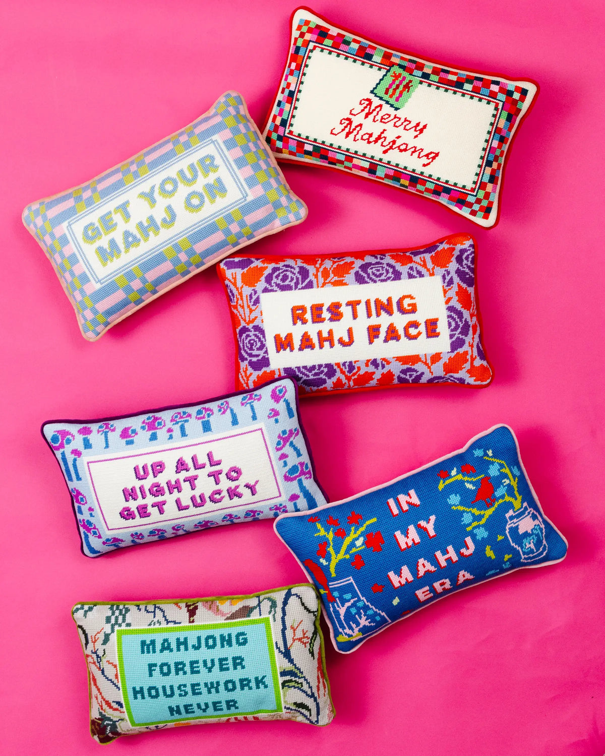 In My Mahj Era Needlepoint Pillow
