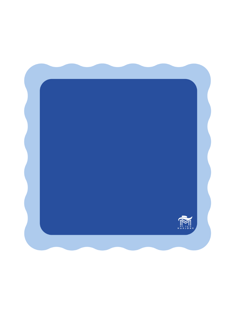 MINI MAHJONG MAT  |  Color Wave  |  21" x 21": Cobalt Center-Blue Scallop