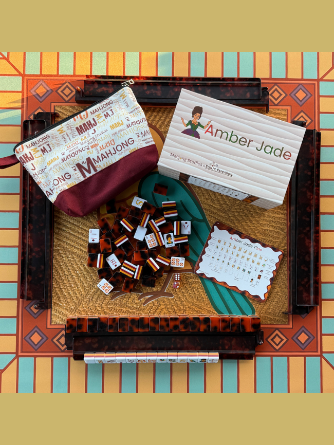 Tortoise Shell Mahjong Rack & Pusher Set Matte Finish: Tortoise Shell