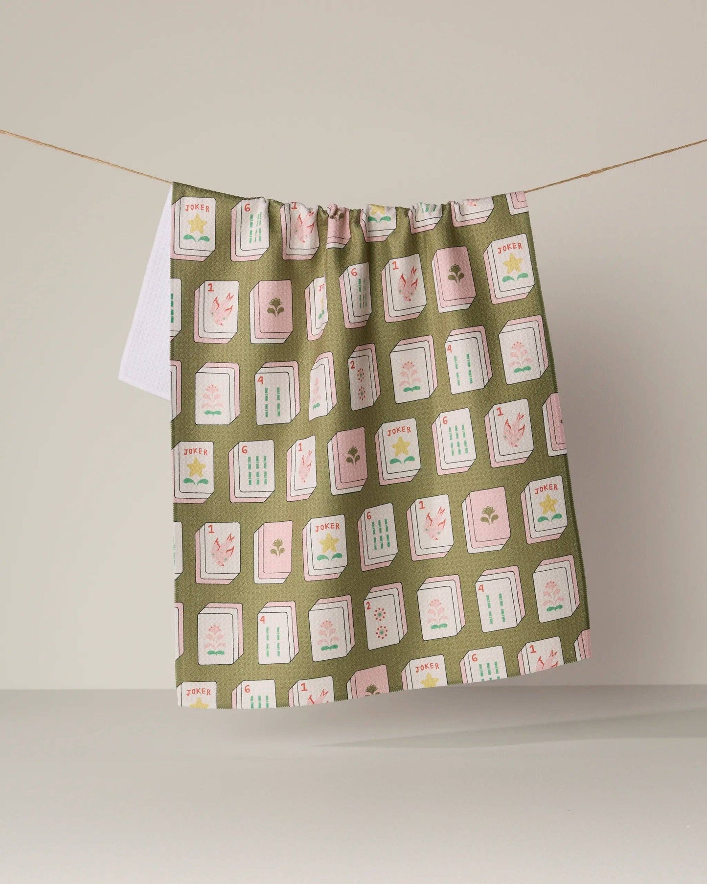 Flower Tiles Tea Towel: White