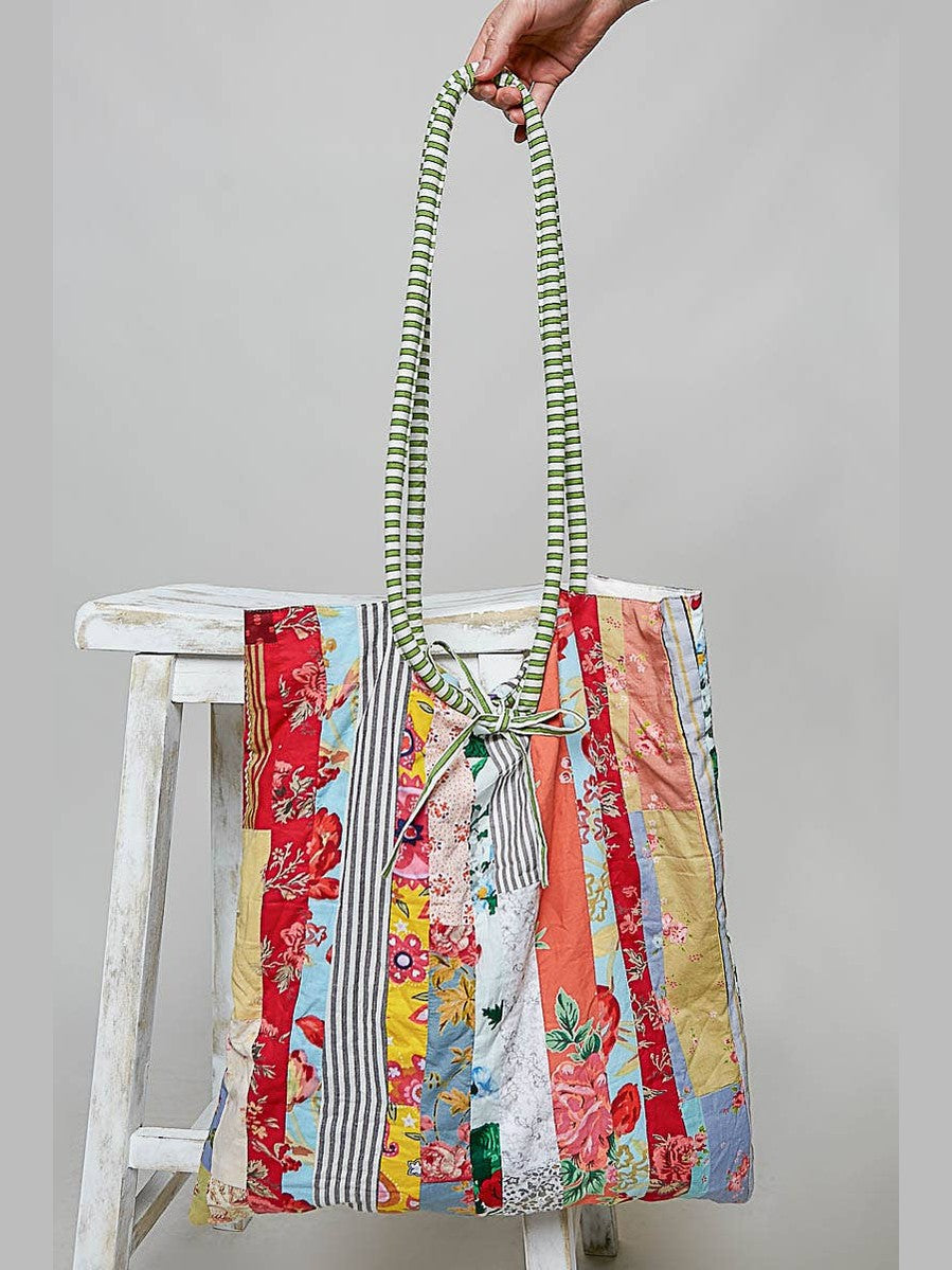 Boho Quilted patchwork Shoulder Bag: CREAM MULTI