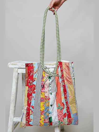 Boho Quilted patchwork Shoulder Bag: CREAM MULTI