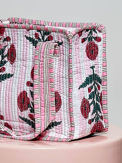 Essentials Mini Quilted Fabric Cube Bag: HONEY STRIPE MULTI