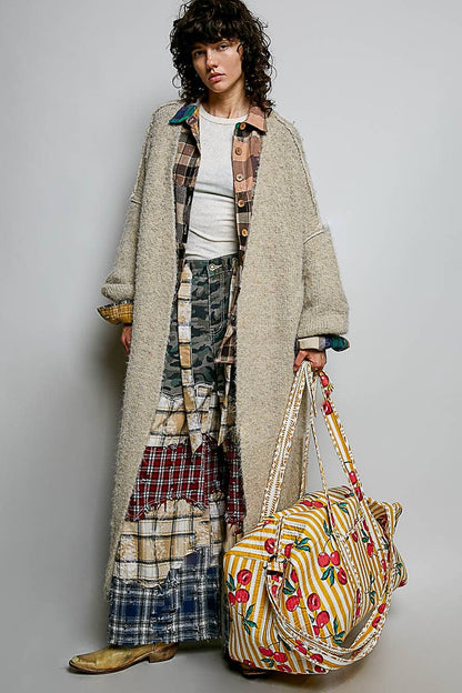 Front Pocket Quilted Adjustable Strap Bag: HONEY STRIPE MULTI