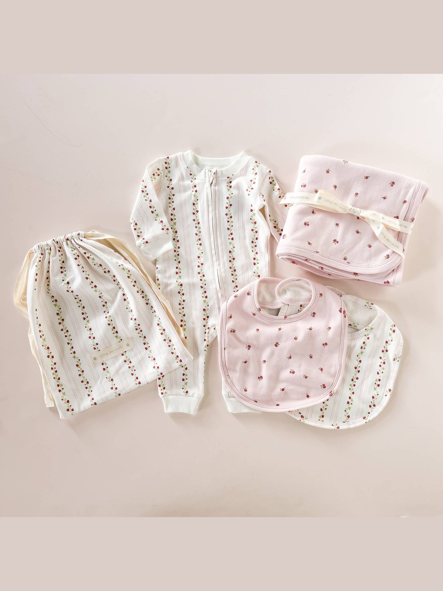 Layette Long Sleeve Zipper Romper Strawberry Baby Cotton: Pink / 6-12m