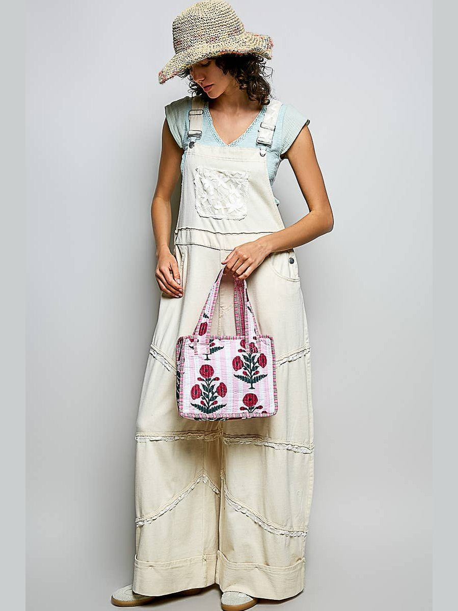 Essentials Mini Quilted Fabric Cube Bag: HONEY STRIPE MULTI