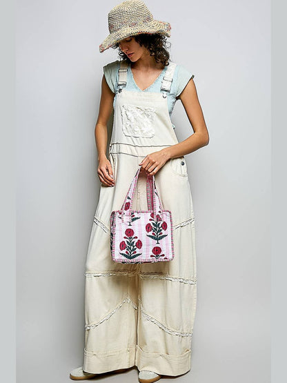 Essentials Mini Quilted Fabric Cube Bag: HONEY STRIPE MULTI