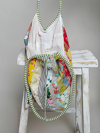 Boho Quilted patchwork Shoulder Bag: CREAM MULTI