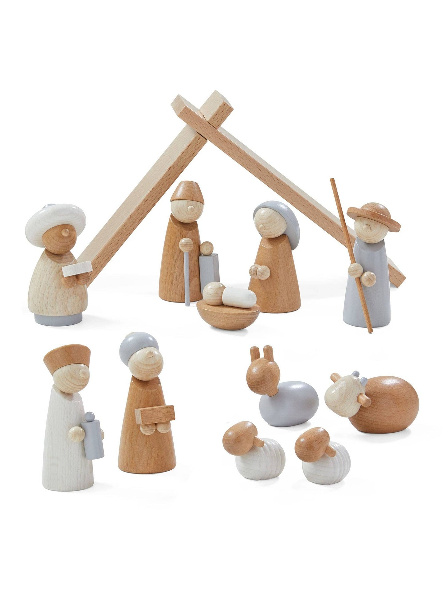 Natural Wood Nativity Set – Classic Wooden Christmas Playset