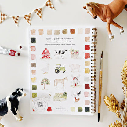 Farm watercolor paint workbook