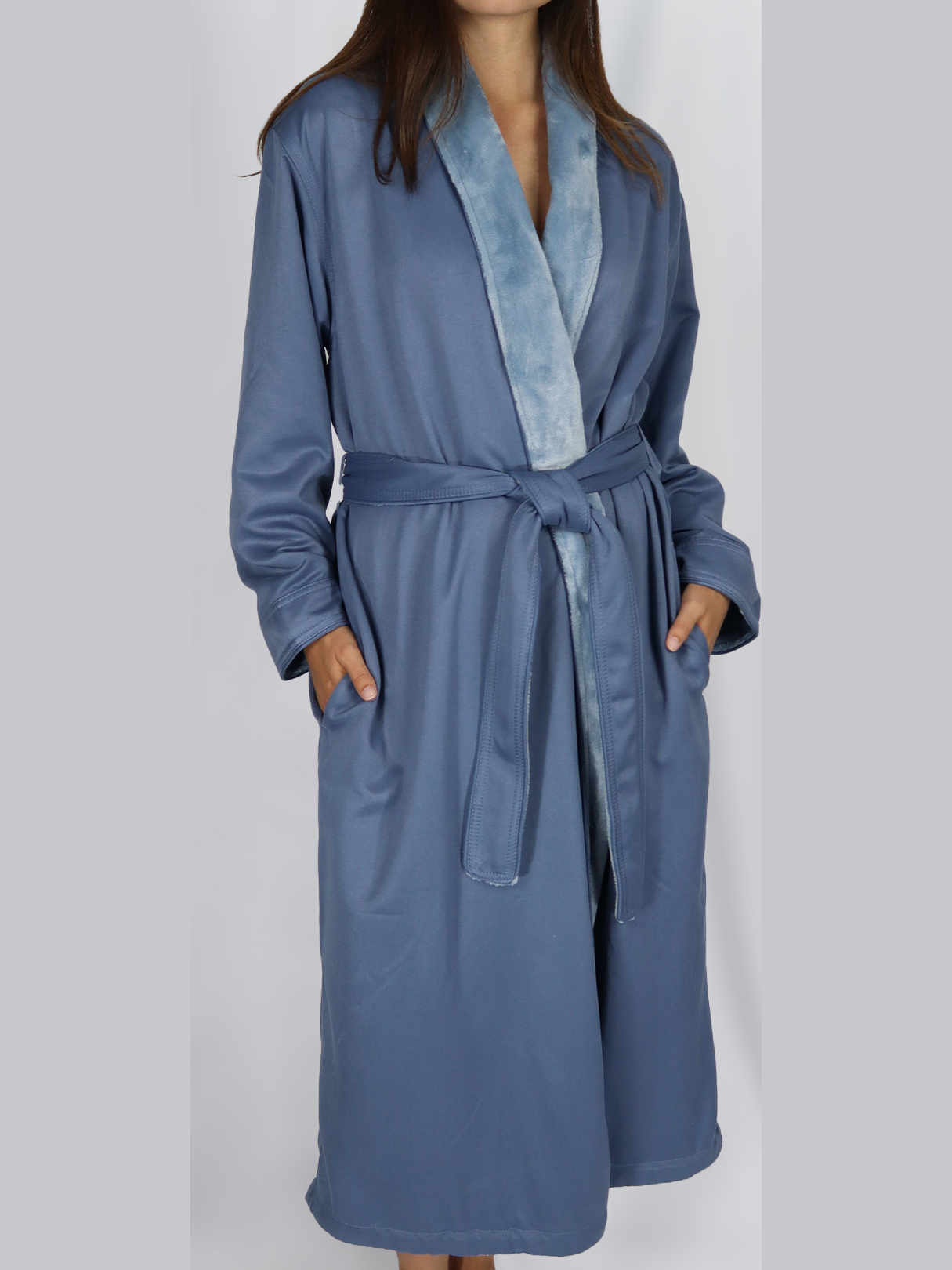 Microfiber Shimmer Lined Robe: Periwinkle