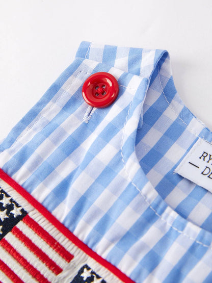 4th of July Flag Smocked Boys Romper
