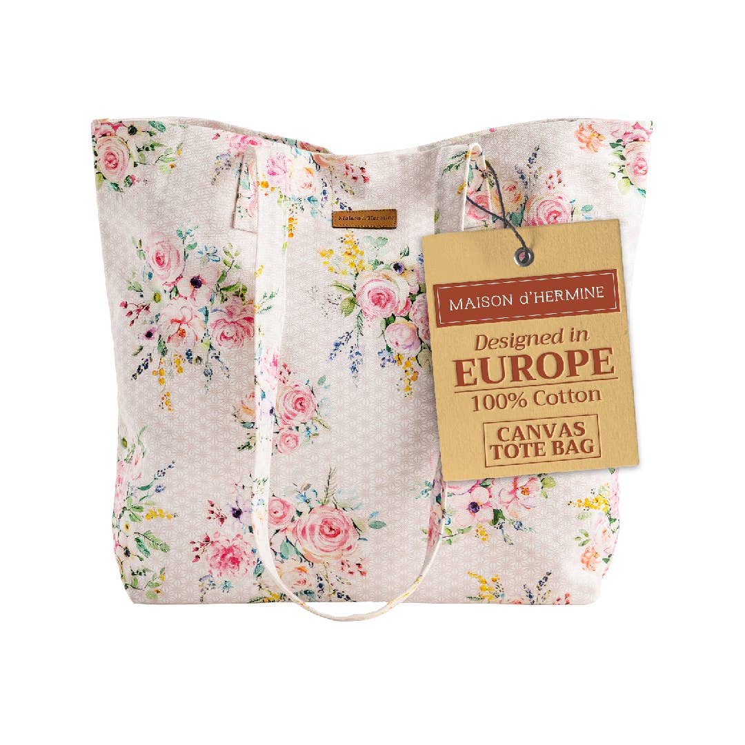 Canvas Tote Bag 100% Cotton Sweet Rose Lavender - Lush