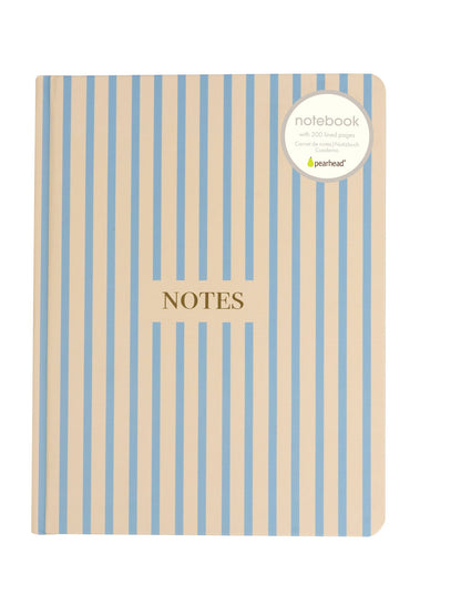 Cream and Blue Striped Notes Journal, Hardcover Stationery