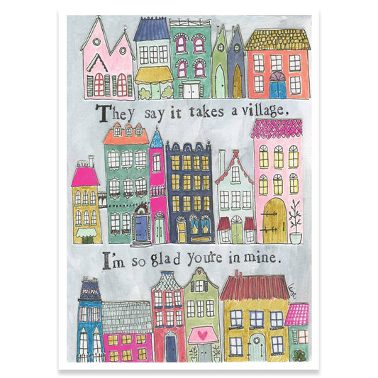 "It Takes a Village" Card by Curly Girl