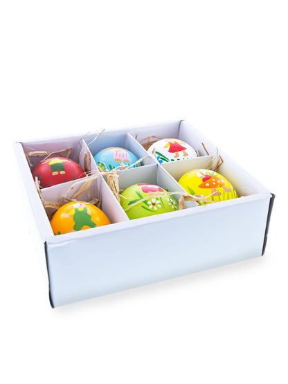 Set of 6 Real Easter Eggshell Ornaments with Bunnies Decorations