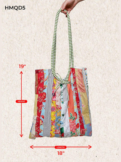Boho Quilted patchwork Shoulder Bag: CREAM MULTI