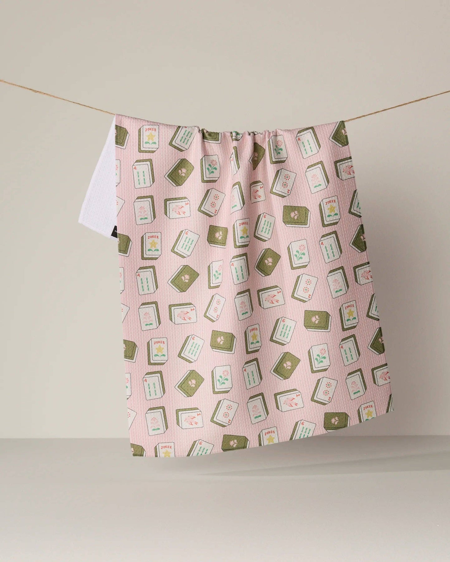 Flower Tiles Tea Towel: White