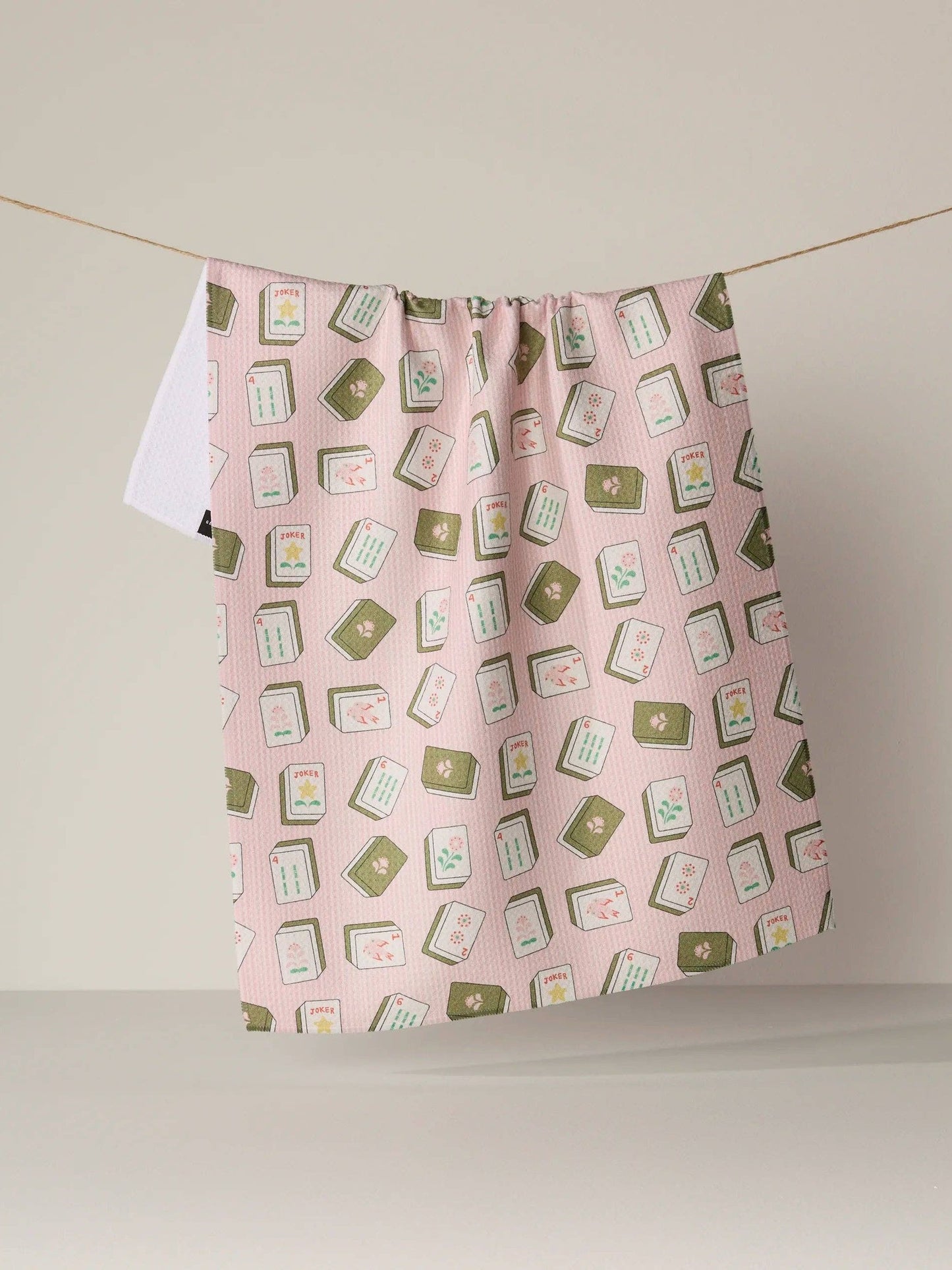Flower Tiles Tea Towel: Green