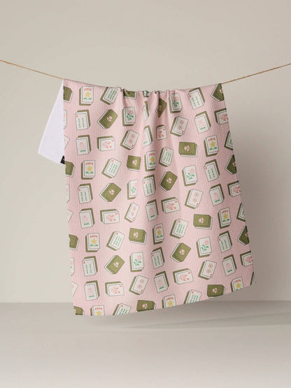 Flower Tiles Tea Towel: Green