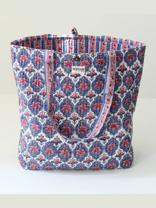 Nautical Nantucket print reversible tote -Small laptop bag