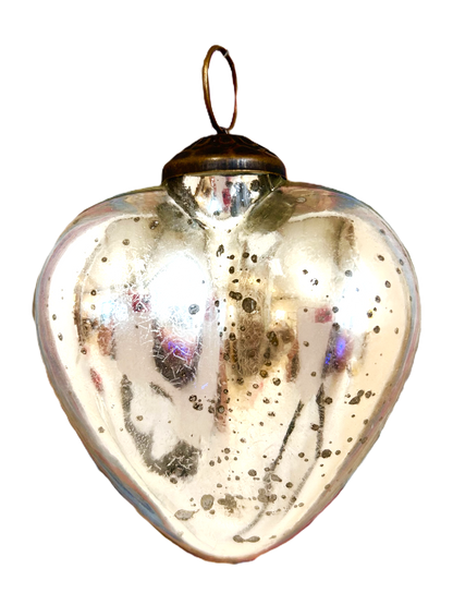 3" Antique Silver Heart Ornament