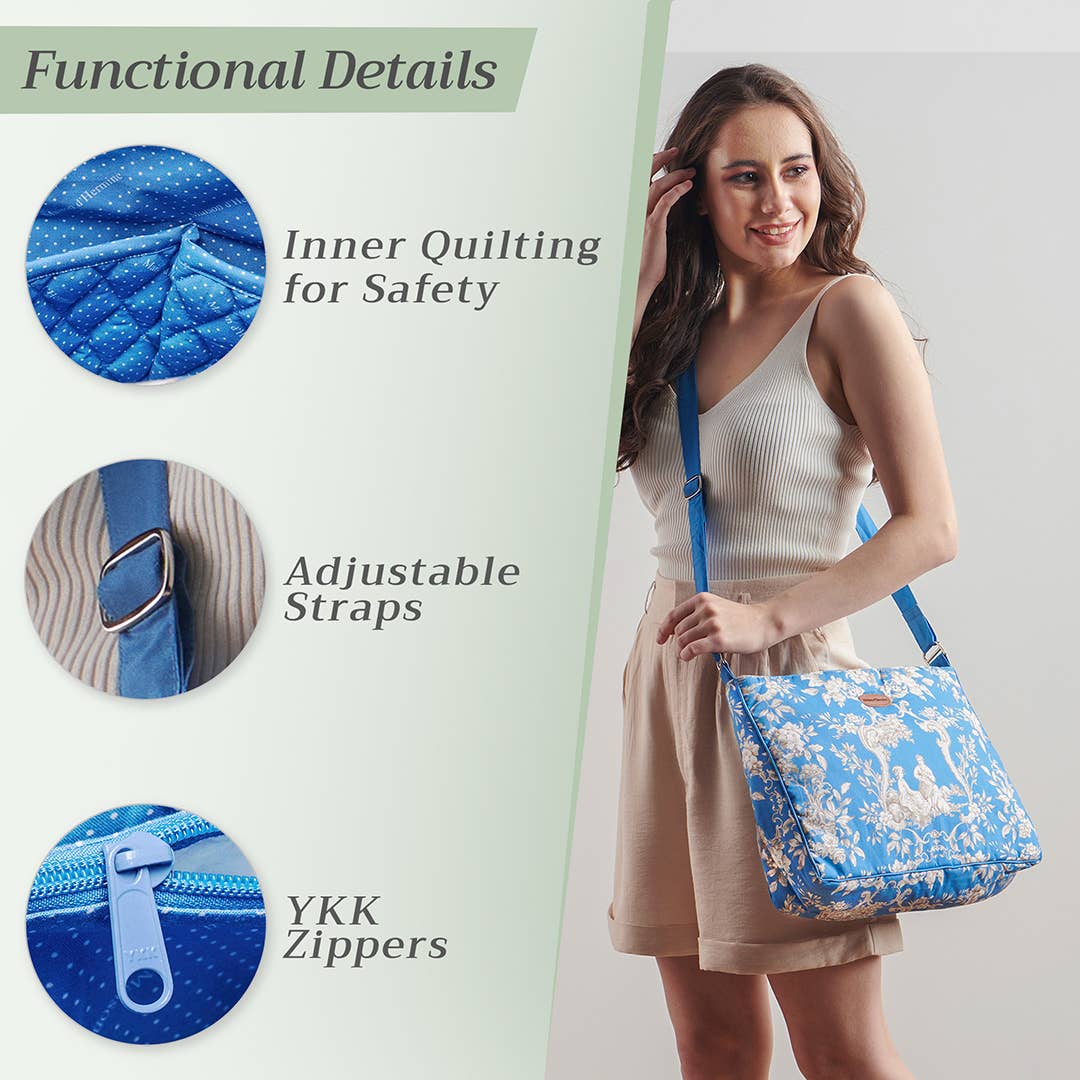 Hand Bag  Cotton for Everyday/Daily Use - Joli Jouy - Blue