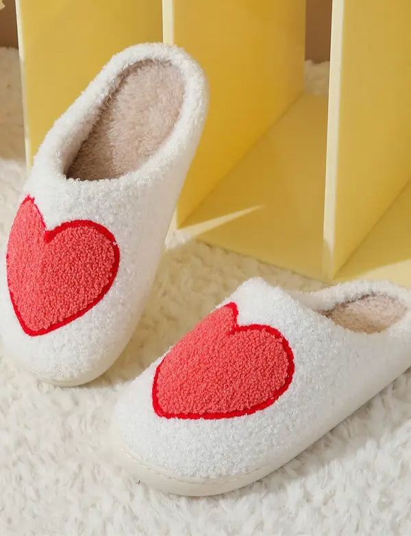 Valentine Heart Fleece Warm Soft Slipper