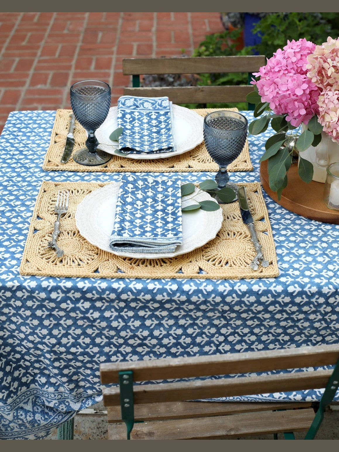 Tablecloth Charlotte Indigo: 60x60