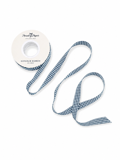 'Marine Blue' Gingham Ribbon