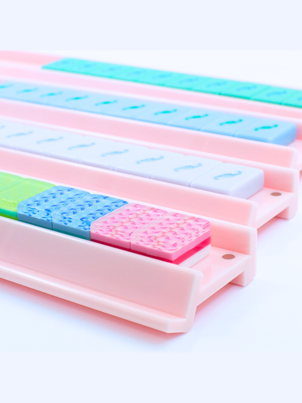 20" MAHJONG RACKS | Premium Acrylic | 4 Racks + 4 Pushers: Transparent Clear
