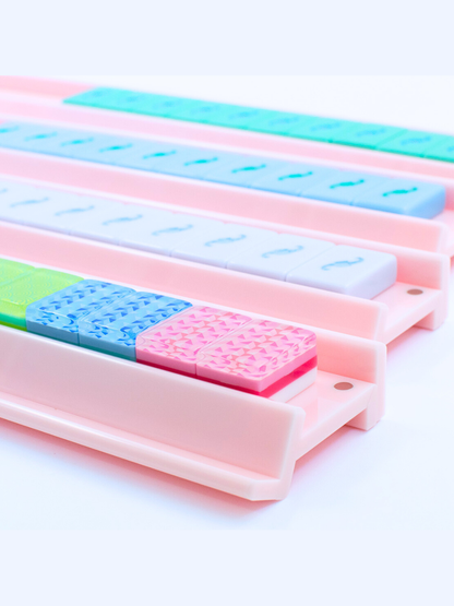 20" MAHJONG RACKS | Premium Acrylic | 4 Racks + 4 Pushers: Transparent Clear