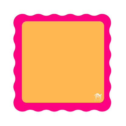 MAHJONG MAT  |  Color Wave  |  31" x 31": Orange Center- Pink Scallop