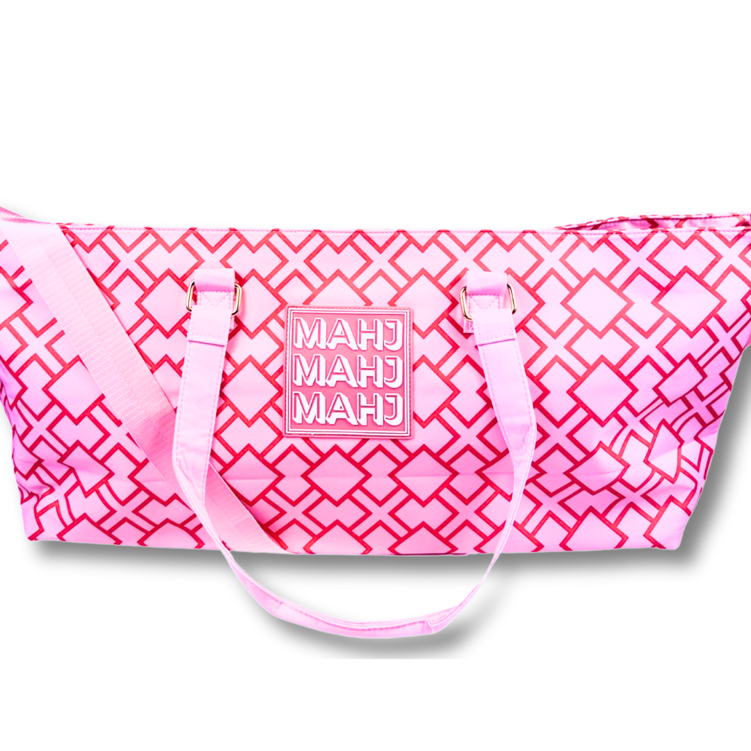 MAHJONG TOTE BAG  |  Wide with Zipper Closure: Arrows- Blue Tote Bag