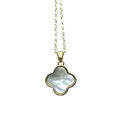 Mother of pearl clover necklace dainty: Gold