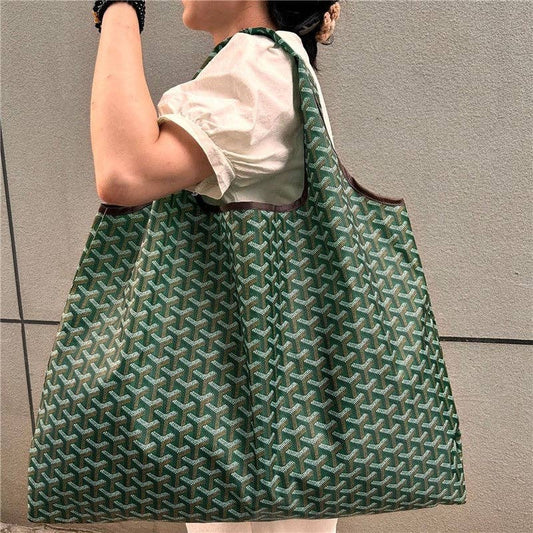 Foldable Large Capacity Shoulder Shopping Bag: DEEP GREEN