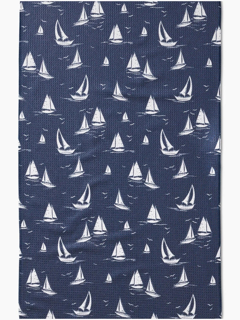 Geometry Navy Race Day Tea Towel