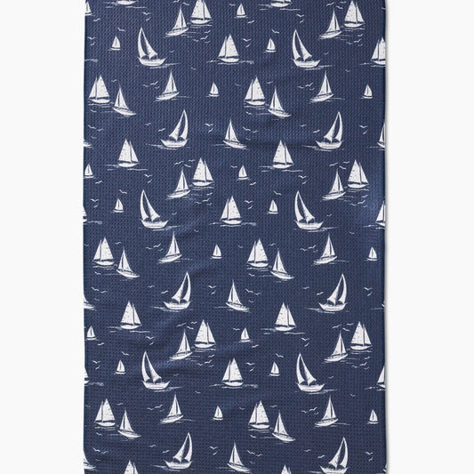 Geometry Navy Race Day Tea Towel