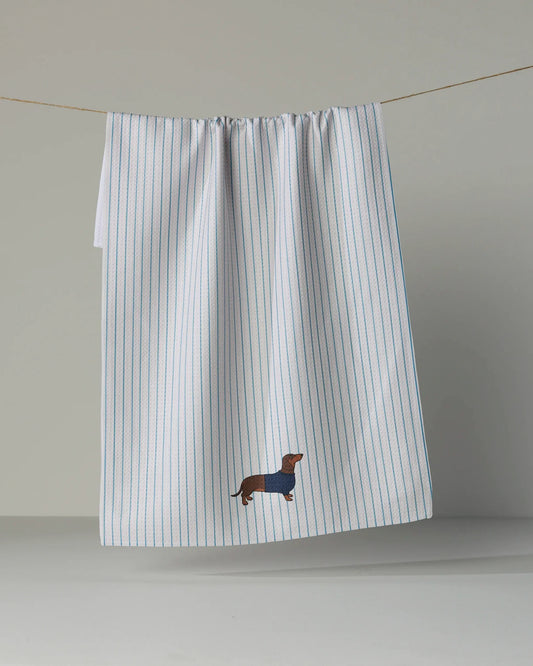 Doxie Stripe Tea Towel