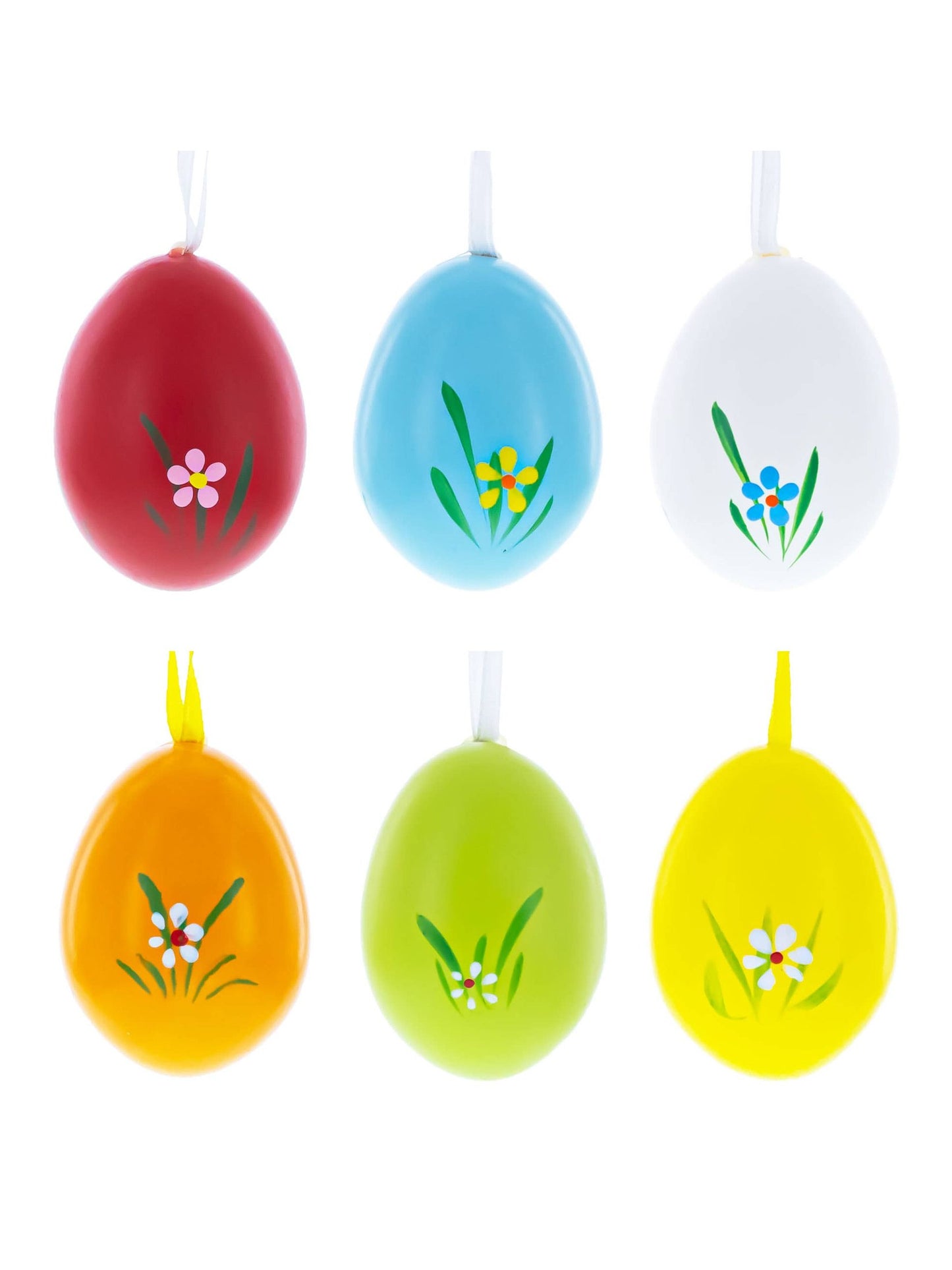 Set of 6 Real Easter Eggshell Ornaments with Bunnies Decorations