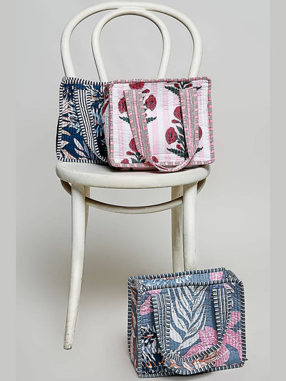 Essentials Mini Quilted Fabric Cube Bag: HONEY STRIPE MULTI