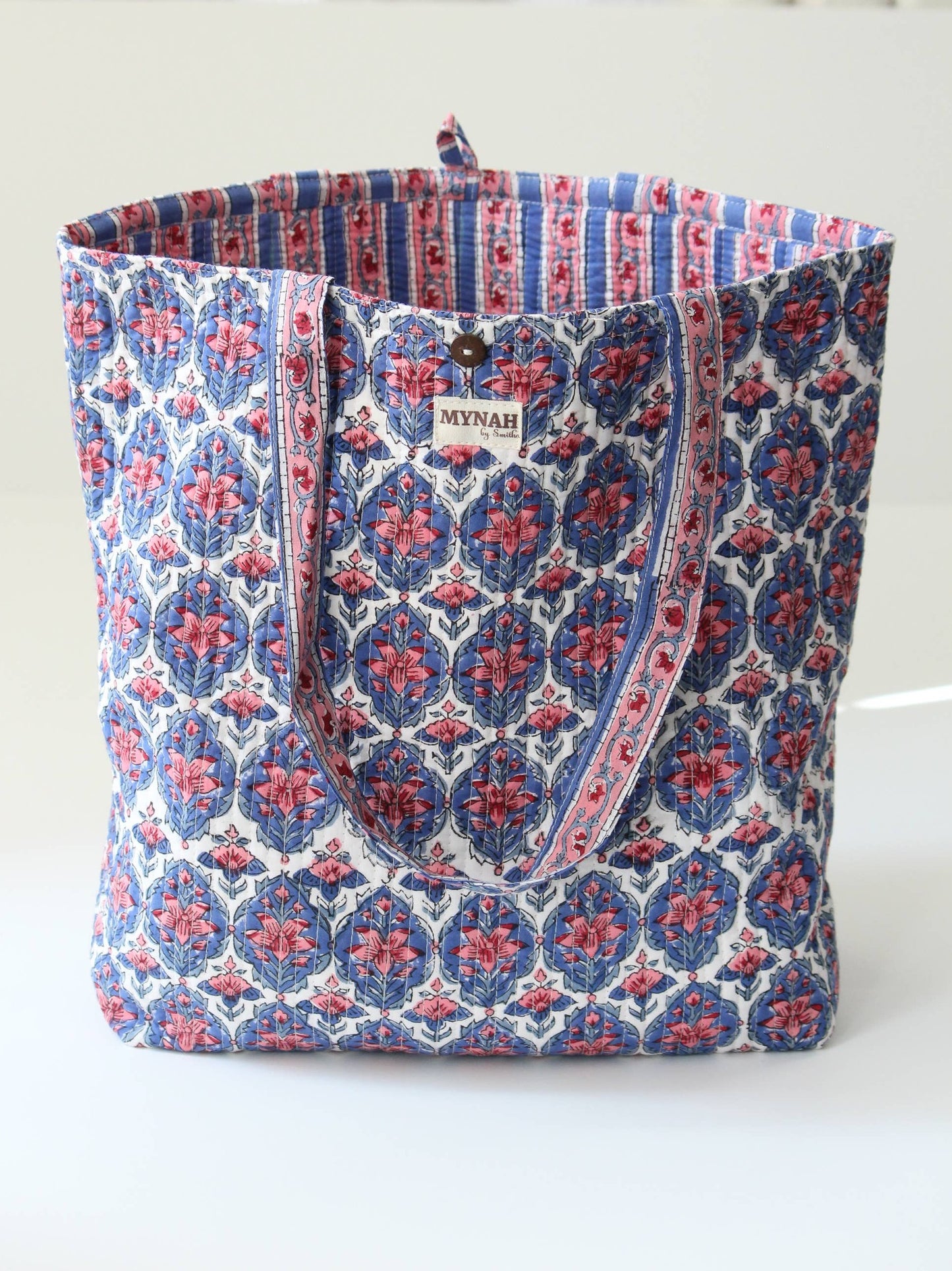 Nautical Nantucket print reversible tote -Small laptop bag